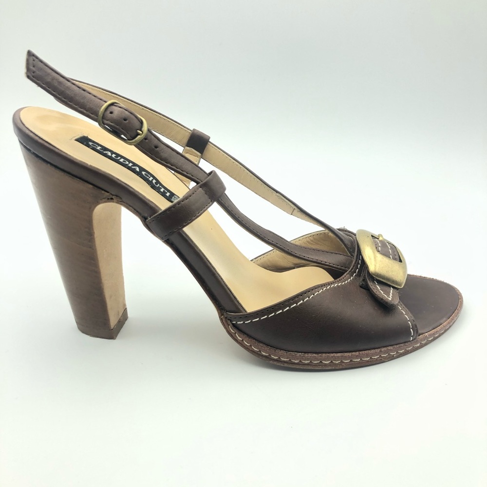 CLAUDIA CIUTI Brown Leather Heels Sz 8 Made Italy